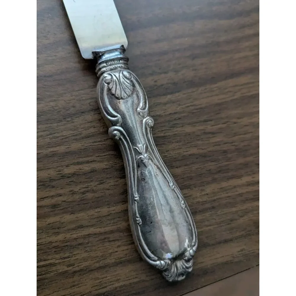 Sheffield French Provincial Sterling Silver Weighted Meat Carving Set Knife Fork